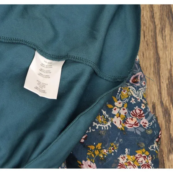 NWT City Studios Juniors Tiered Chiffon Fit & Flare Dress Teal Blue / Rust XL - Image 8