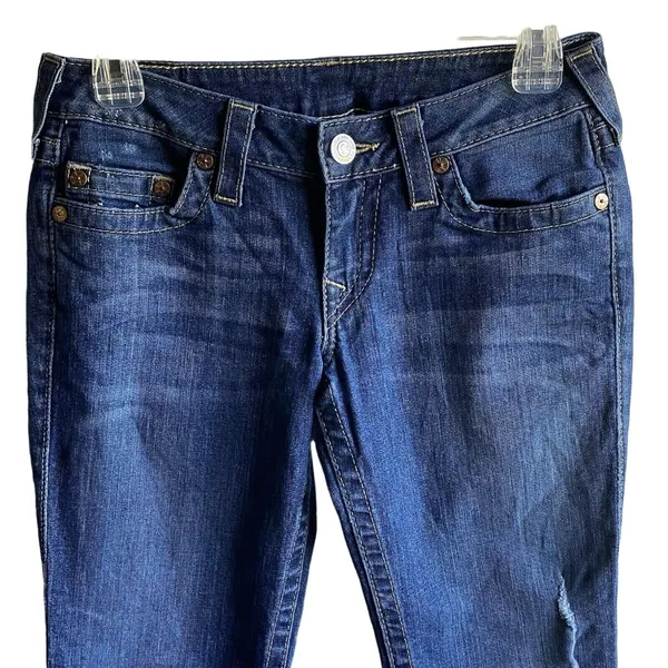 True Religion Womens Jeans Blue‎ Tag Size 27 Low Rise Straight Denim - Image 2