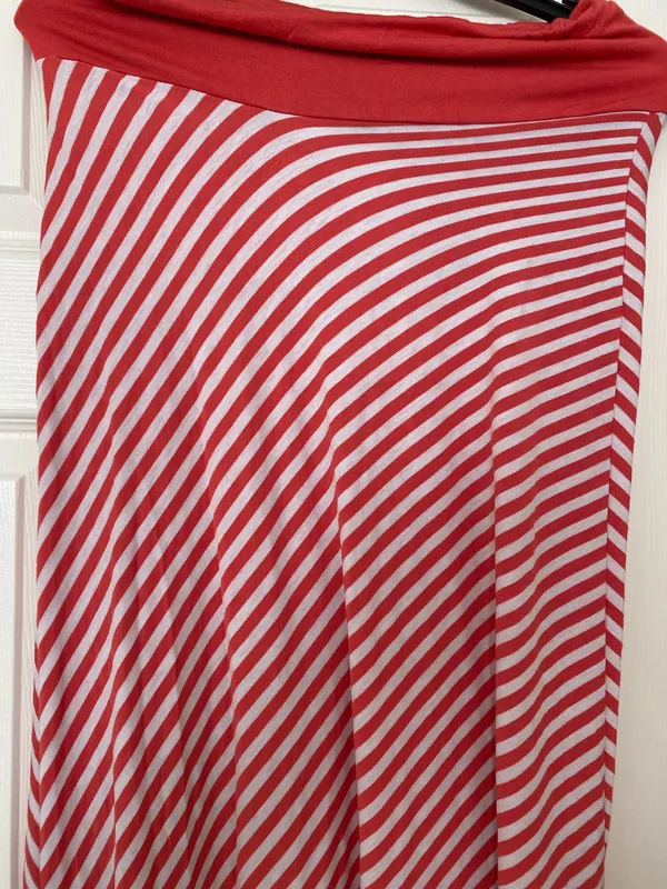 Size Medium long orange striped fold over waist skirt - Image 2