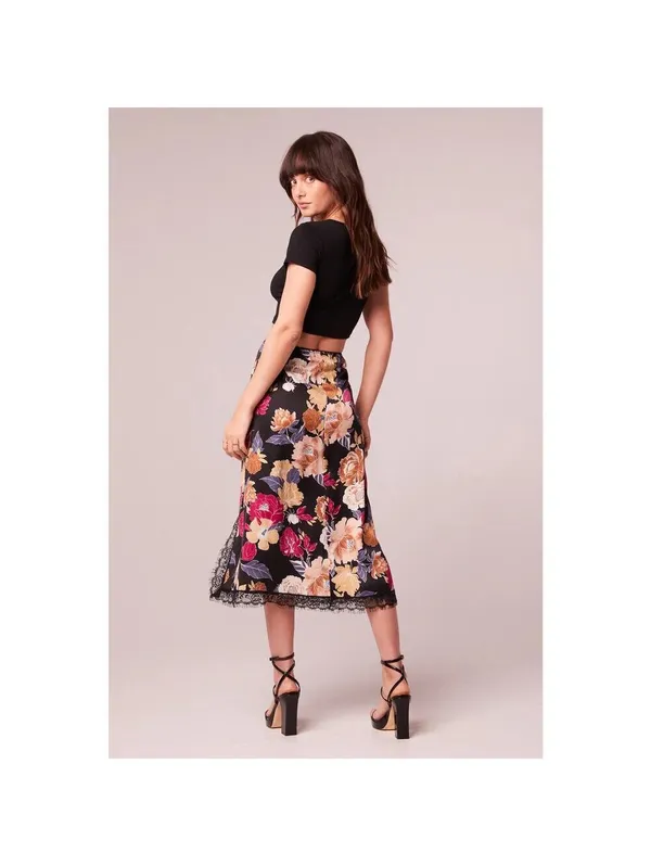 Band of the Free NWT Women's Lilou Black Floral Lace Slip Midi Skirt - M - Image 2