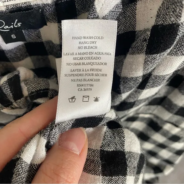 Rails Black & White Gingham Plaid Front Tie Cutout Sleeveless Mini Dress Small - Image 9