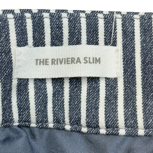 LOFT The Riviera Slim Pants Women 12P‎ Navy White Stripe Nautical Anchor Button - Image 7