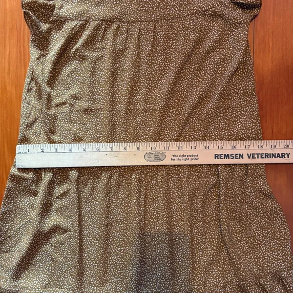 Ruffle Sleeve Tiered Midi Long Short Sleeve Alredine Dress NWOT Casual‎ Brown XS - Image 7