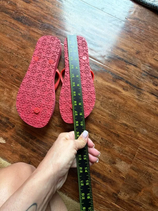 Tory Burch Gingham Logo Flip Flop Sandals Size 7 - Image 3