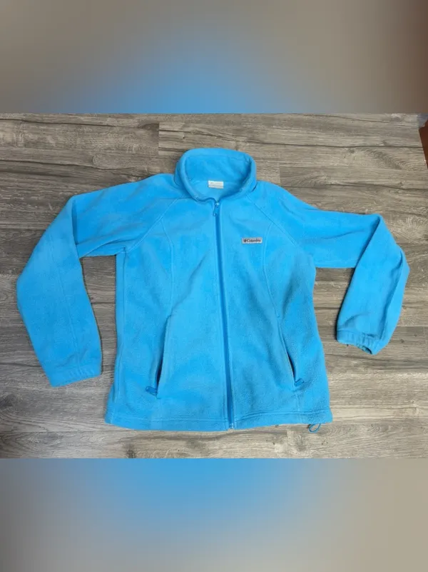 Columbia Women’s M Turquoise Blue Full Zip Fleece Jacket Zip Pockets Outdoor - Image 3