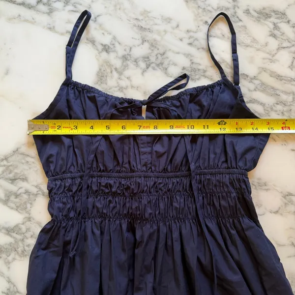 NWT Quince 100% Organic Cotton Keyhole Midi Dress Navy Blue Sz S - Image 9