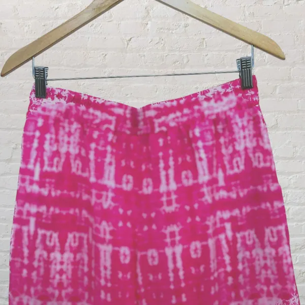 Amanda Uprichard Pink Silk Tie-Dye Wide Leg Pants M Like New - Image 5