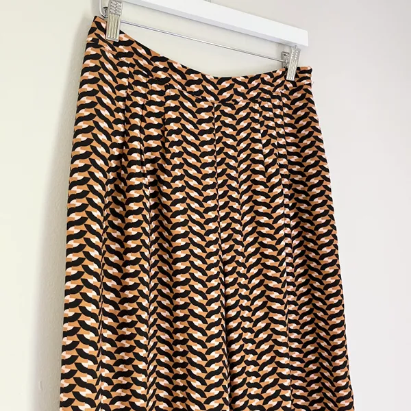 Who What Wear Geometric Print Pleated High Rise Wide Leg Pants Orange Black 6 - Image 5