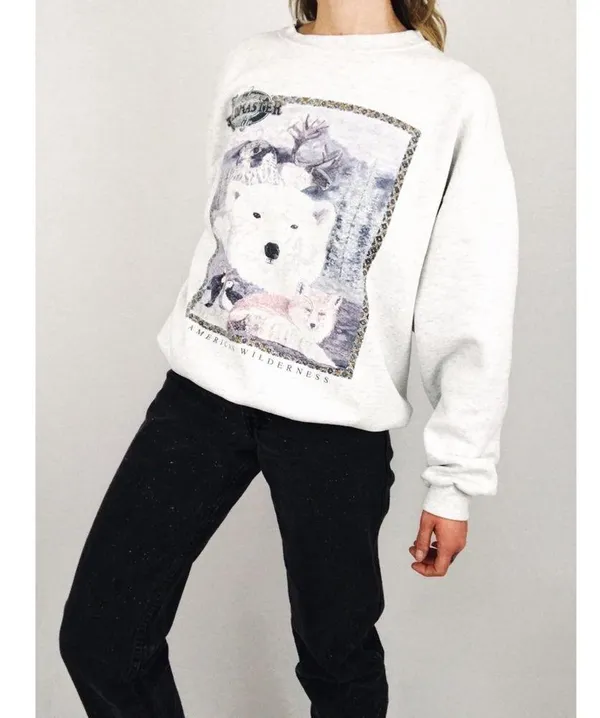 Vintage American Wilderness Crewneck Sweatshirt | Size L - Image 4