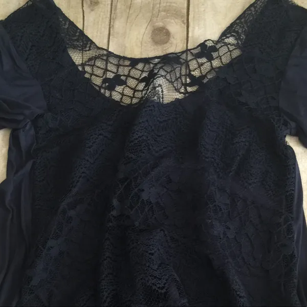 free people NAVY lace Button up top/cardigan - Image 9