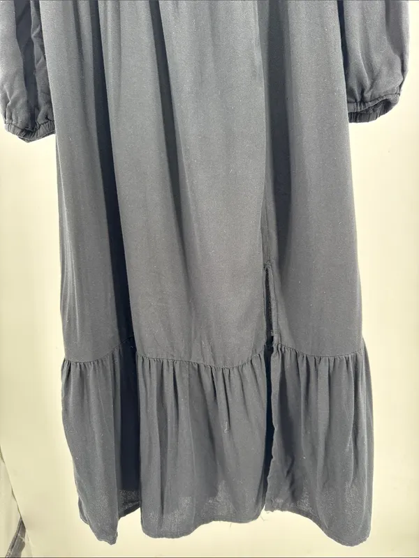 And Now This square neck Black Long-Sleeve Midi Dress slit M casual witchy - Image 5