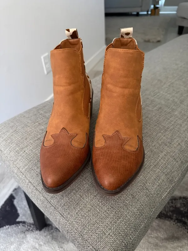 Buckle Pierre Dumas Wilder Ankle Boot Brown Cowhide Accent Western Boots Size 7 - Image 5