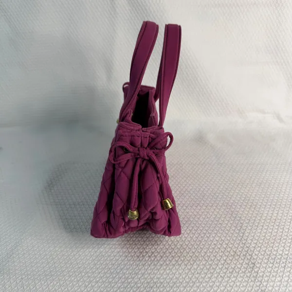 Vera Bradley Plum Purple Quilted Microfiber Handbag Satchel Tote Gold Hardware - Image 2