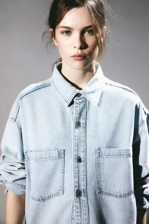 H&M oversized denim shirt - Image 2