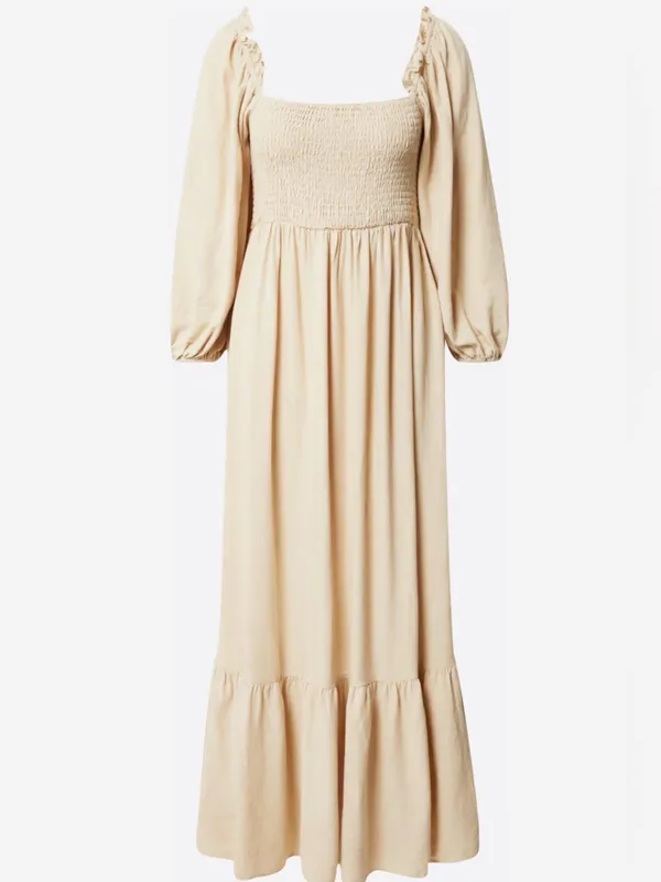 Women’s Cream Smocked Off-Shoulder Maxi Dress Size 2 - Image 4