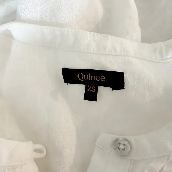 Quince 100% European Linen Sleeveless Swing Dress Pintuck Button Front‎ XS White - Image 7