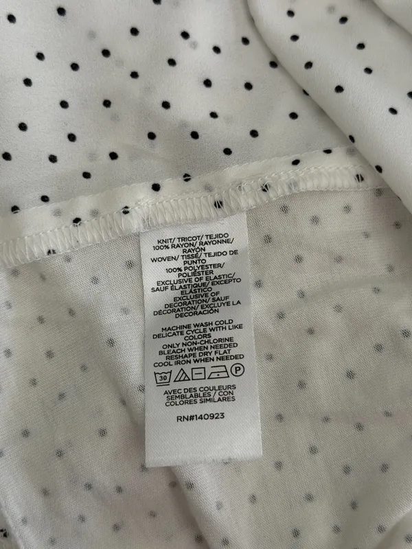 LOFT White Blouse w/Black Polka Dots (Size Medium) - Image 3