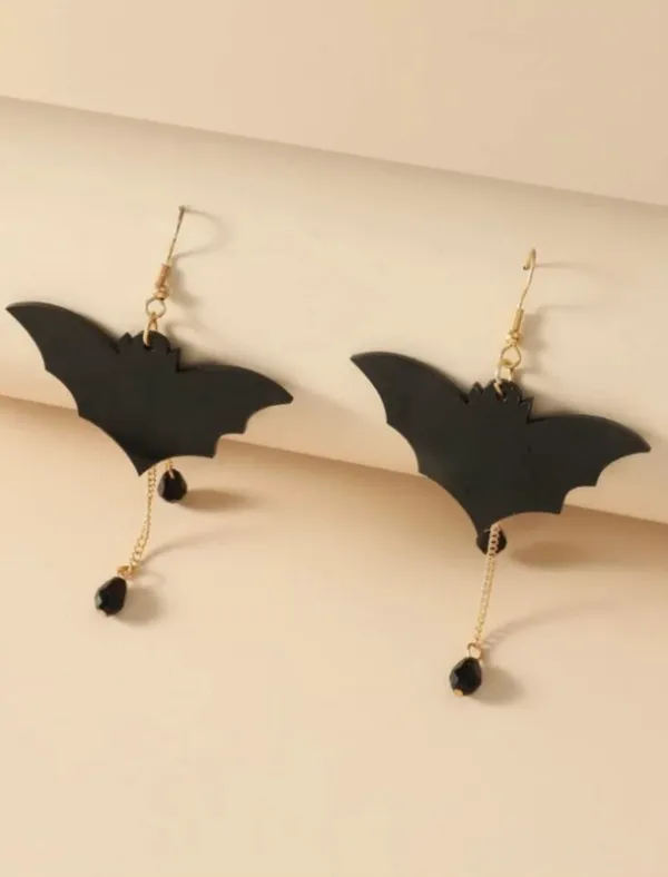 NWT Spooky Bats. Fun Halloween Pierced Earrings W Dead Dangles - Image 2