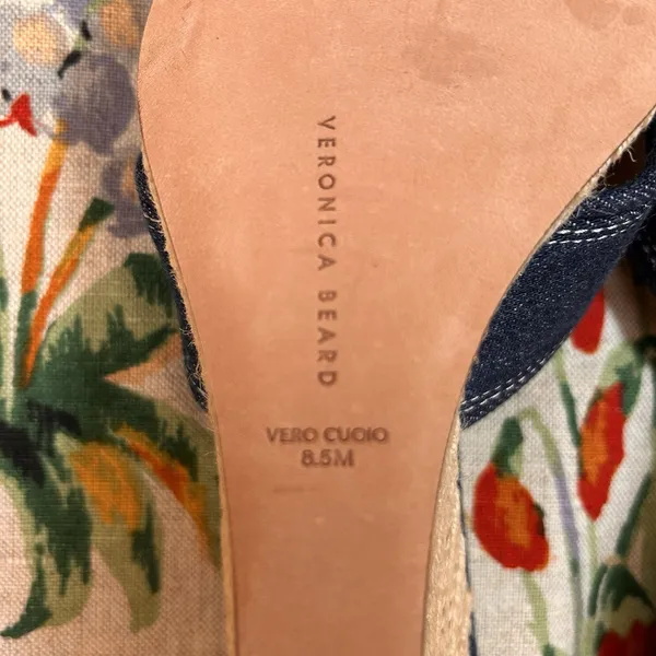 Veronica Beard Edna Denim Wedge Espadrille Sandals Size 8.5 Minimalist Preppy - Image 8