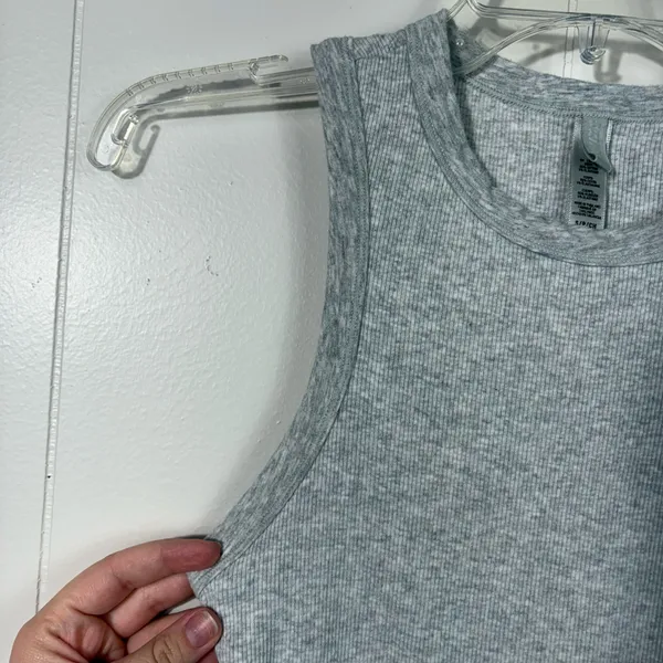 Skims Gray Ribbed Knit Stretch Cotton Rib Sleeveless Tank Dress Small S Minimal - Image 2