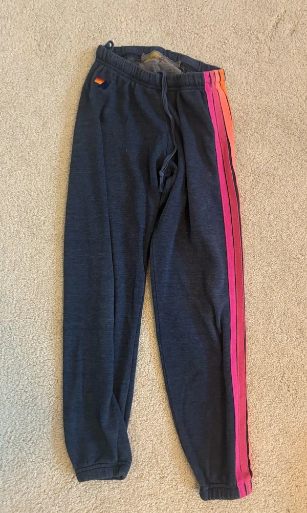 Aviator Nation Sweatpants 5 STRIPE SWEATPANTS CHARCOAL NEON - Image 2