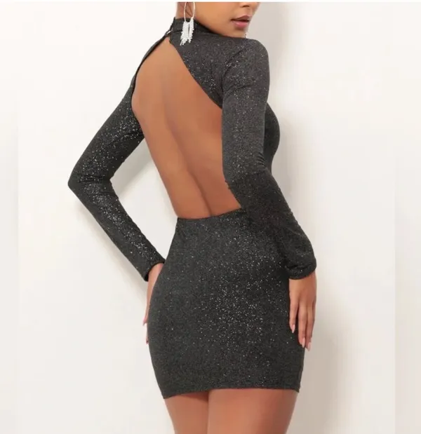 Lucy in the Sky Mini Dress Black Long Sleeve Small - Image 2
