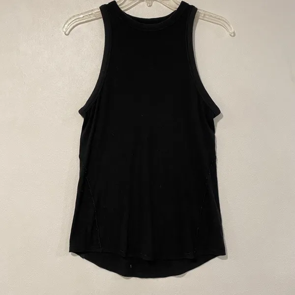 Lululemon Black Ribbed High Neck Tank Top Size 8 Athletic Yoga Basic - Image 2