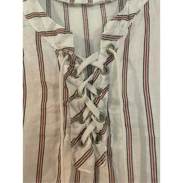 Viola Borghi made in Italy striped lace up tunic coverup - Image 4