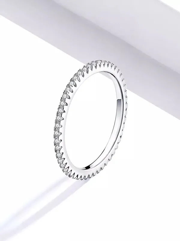 Sterling Silver SIZE 10 925  Simulated Diamond Stackable Ring Eternity Band - Image 3