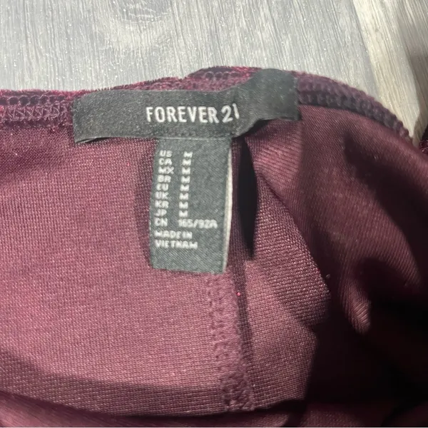 Forever 21 Velvet Off-Shoulder Bodysuit in Burgundy; Medium Women’s - Image 3