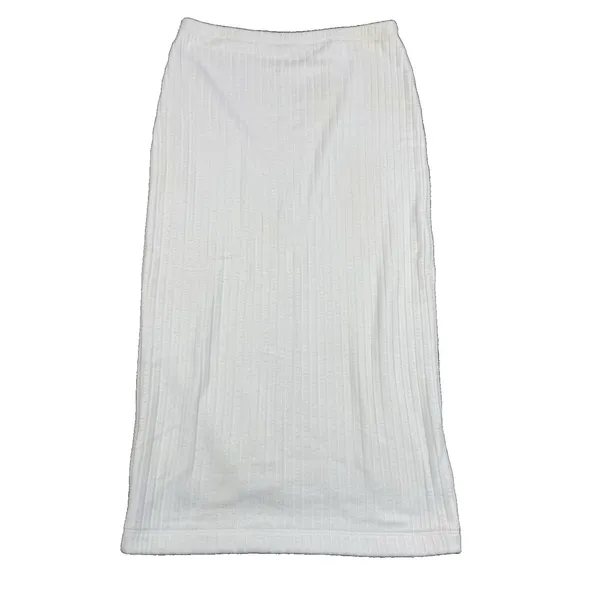 Beautiful People Midi Skirt‎ Brushed Ribbed Knit Pullon Off White Medium USA - Image 3