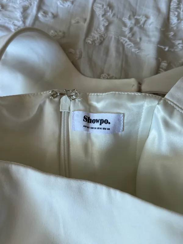 Showpo Cream Mini Dress with Structured Bodice - Image 4