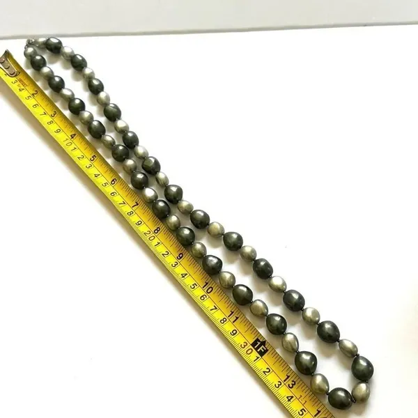 Trifari vintage grey faux pearl long necklace - Image 3