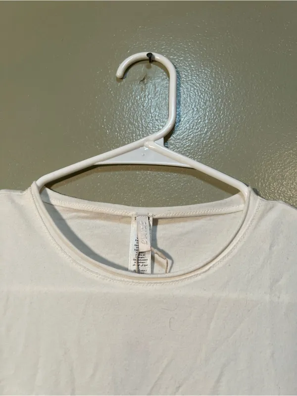 Skims Women's Size Medium Cotton Jersey Raw Edge T-Shirt Bodysuit Marble White - Image 11