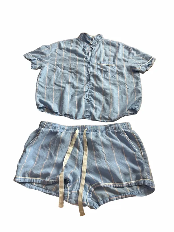 Stars Above Woven Short Sleeve Stripe Pajama Set - Image 3