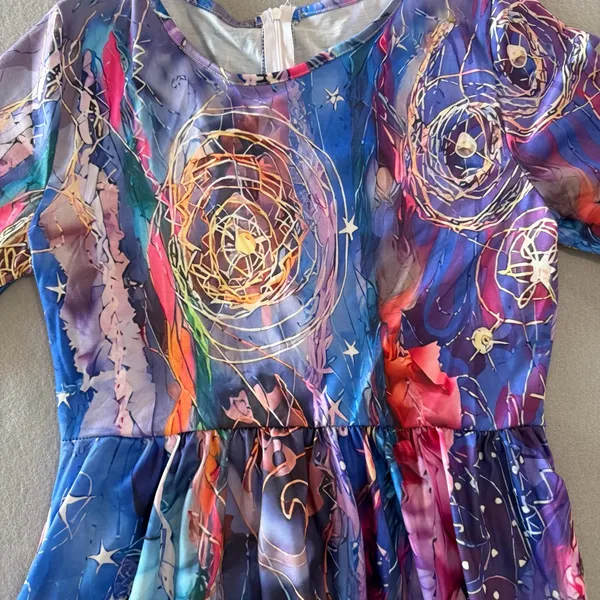 Women's Long Short Sleeve Vibrant Dress #260604 - Image 2