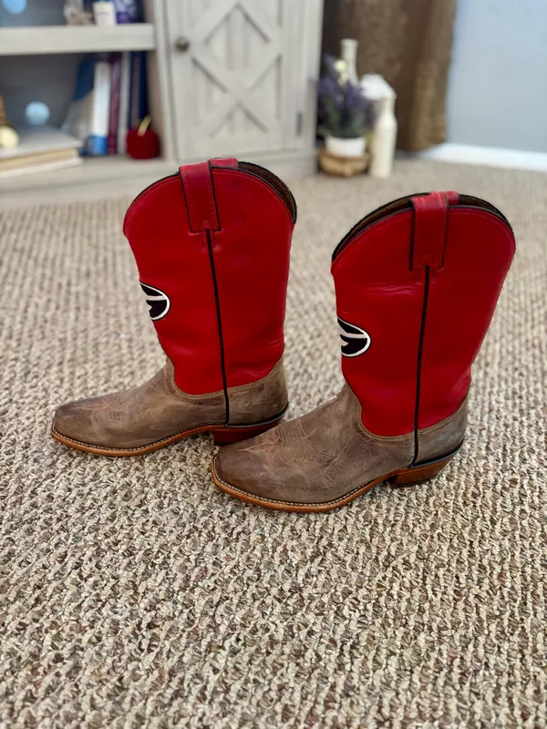 Nocona university of Georgia women’s Two-Tone Red & Brown Western Cowboy Boot - Image 4