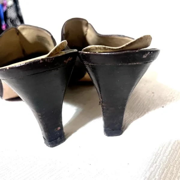 Bandolino Heels DBTasty Women's Brown Leather Slip-On Mules Shoes Size 7.5 - Image 7