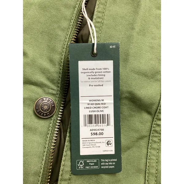 Alpine Design Womens‎ Quilted Lined Chore Coat Lush Olive Green ADW24700 Med NWT - Image 4