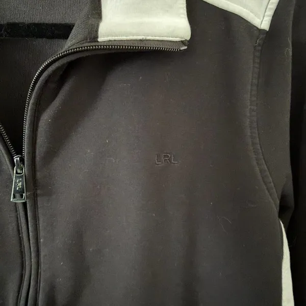 Lauren Ralph‎ Lauren Black & White Zip Up Jacket Sporty Color Block Size XL - Image 2
