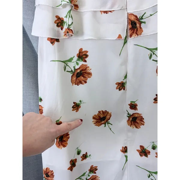 Ali & Jay White Orange Floral Ruffle‎ Peplum Maxi Dress M Wedding Guest Summer - Image 10