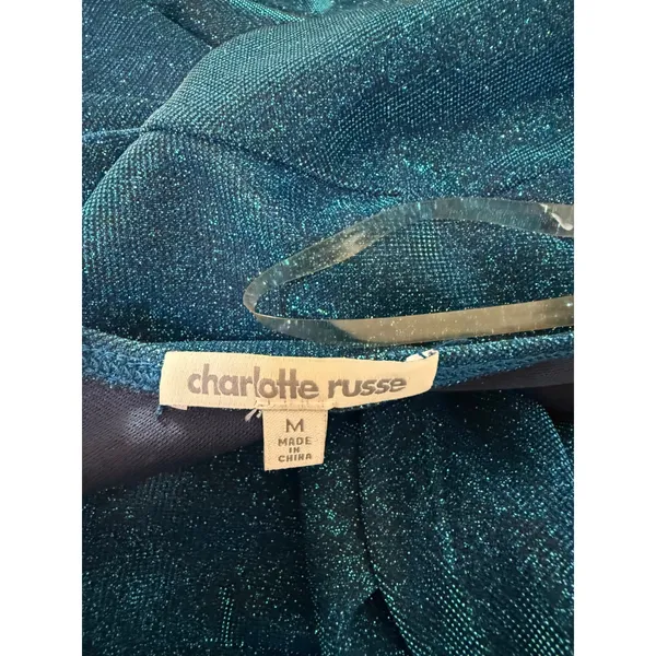 Charlotte Russe Y2K‎ Blue Glitter One Shoulder Bodycon Mini fairy sparkle medium Dress mermaid - Image 4