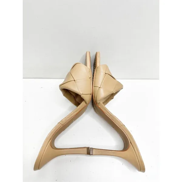 Vince Camuto Sandals Womens Size 8 Tan Leather Square Toe Slip On Woven Heels‎ - Image 6