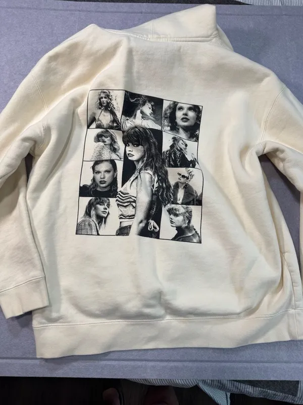 Taylor Swift The Eras Tour Official Photo Collage Cream Pullover Hoodie XL - Image 6