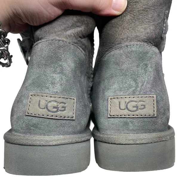UGG Bailey Button Charcoal Grey Suede Boots Women’s Size 11 - Image 7