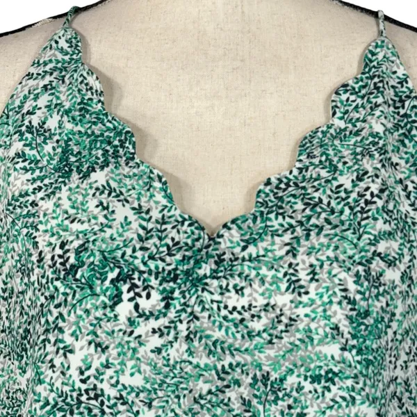 LOFT Outlet Medium Tank Top Sleeveless Racerback Lined Leaf Print V-Neck Multi - Image 2