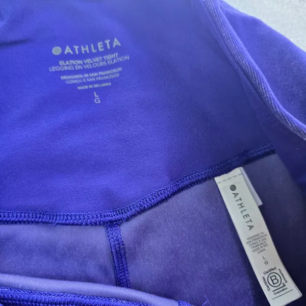 Athleta Elation Velvet Tight‎ Purple High Rise Leggings 467925-02 Womens Large - Image 3