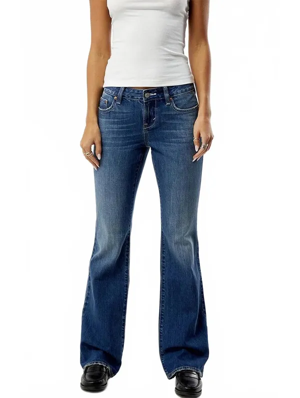 Pacsun Jade Low Rise Bootcut Jeans Pocket Studs Dark Blue NWT Sonoma Size 34 - Image 5