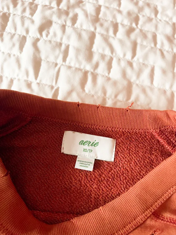 Aerie Raw Sienna Distressed Sweatshirt Size XS - Image 3