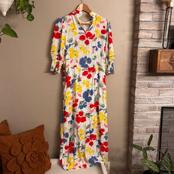 RIXO‎ Floral Print Maxi Dress White Size 8 - Image 7